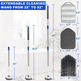 Keleekelin extended handle at 52 inches demonstrating reach to high tiles and less bending