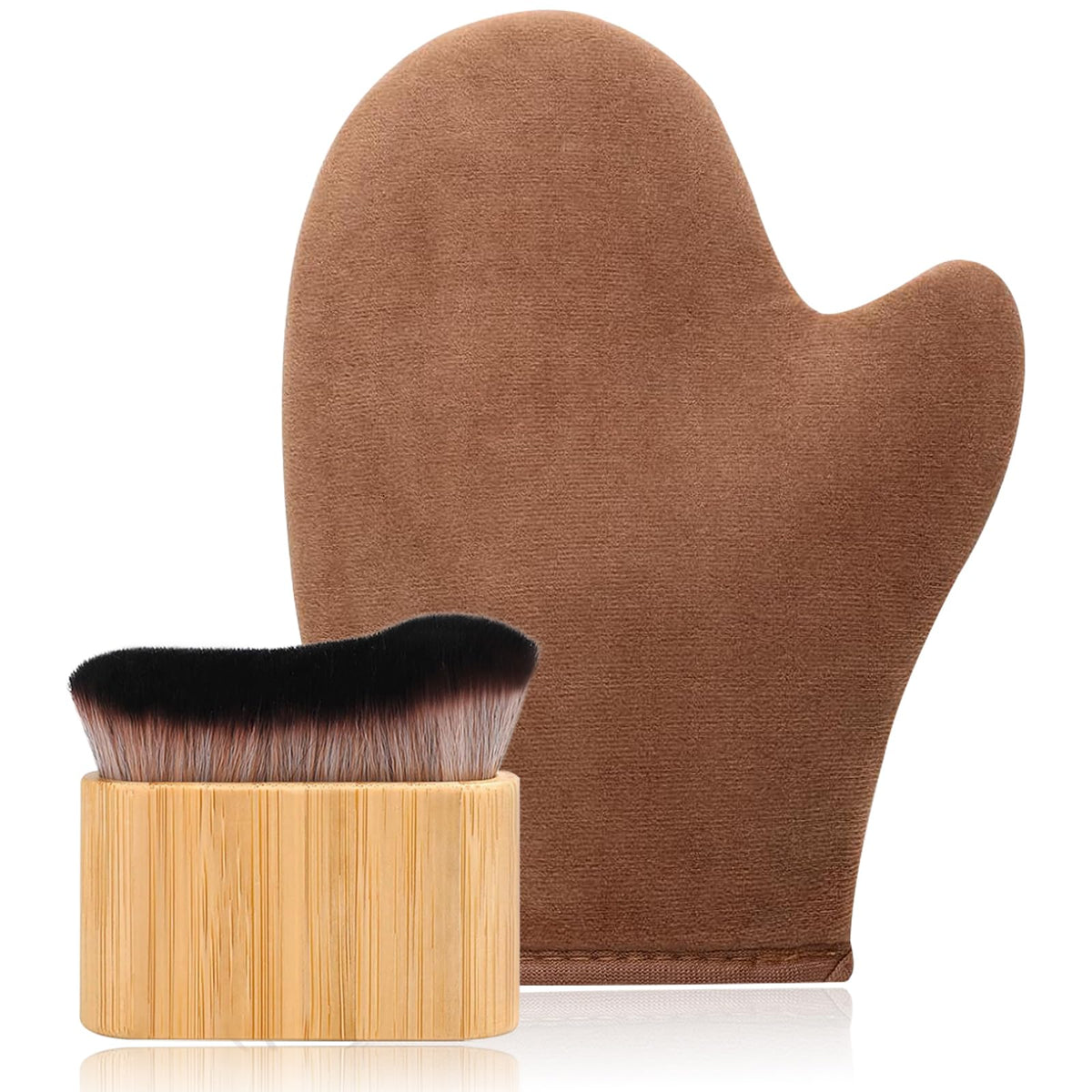 KELILO front packaging of the 2-in-1 tanning mitt set showing kit contents and benefit of all-in-one convenience