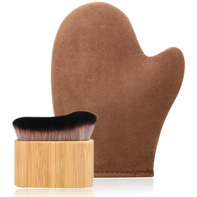 KELILO front packaging of the 2-in-1 tanning mitt set showing kit contents and benefit of all-in-one convenience