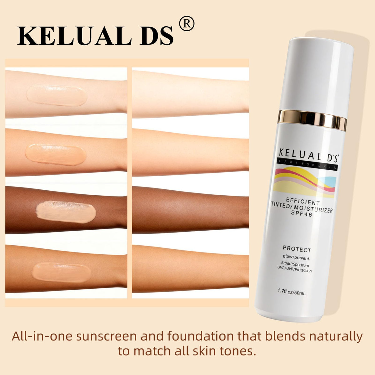 KELUAL DS 1.7oz size comparison next to everyday items to show travel-friendly portability