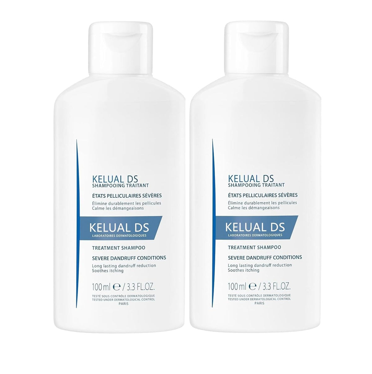 KELUAL DS front packaging showing treatment label and bottle benefit