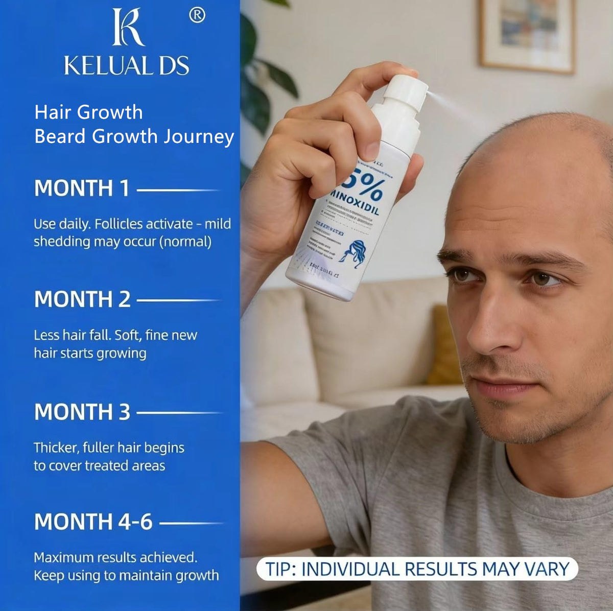 KELUAL DS bottle in hand showing size and 60ml scale