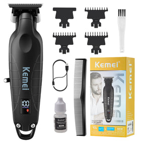 KEMEI trimmer front view showing ergonomic grip and matte finish for comfortable control