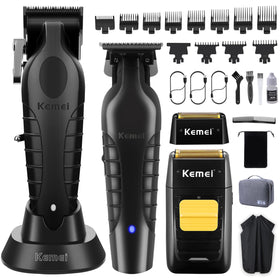 KEMEI clipper front view showing ergonomic design and professional result