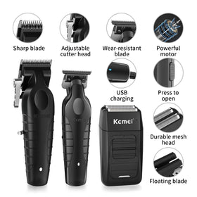 KEMEI double-foil shaver head contouring face for smooth finishes