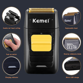 KEMEI foil shaver heads and replacement nets showing smooth close shave