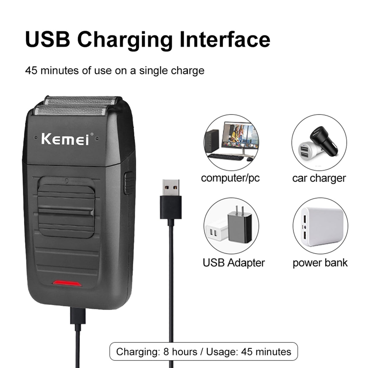 KEMEI clipper in use during a home haircut demonstrating ease and control