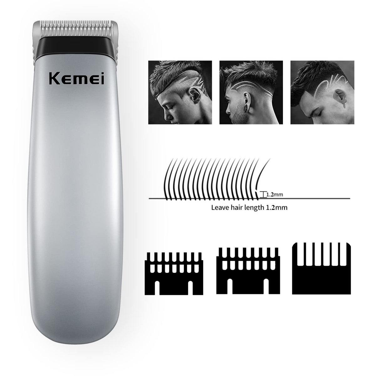 KEMEI blade close-up of stainless steel edges for precise, long-lasting cuts