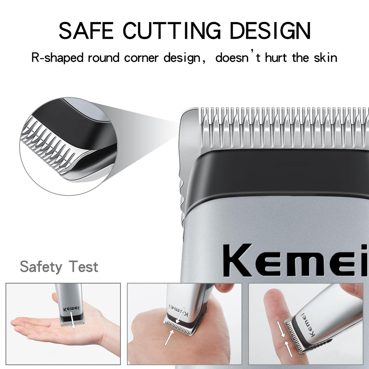 KEMEI trimmer in use grooming beard to create clean lines and tidy stubble