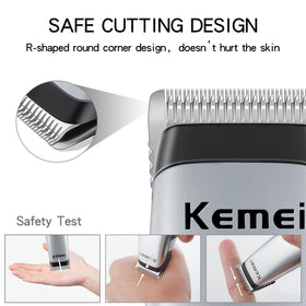 KEMEI trimmer in use grooming beard to create clean lines and tidy stubble