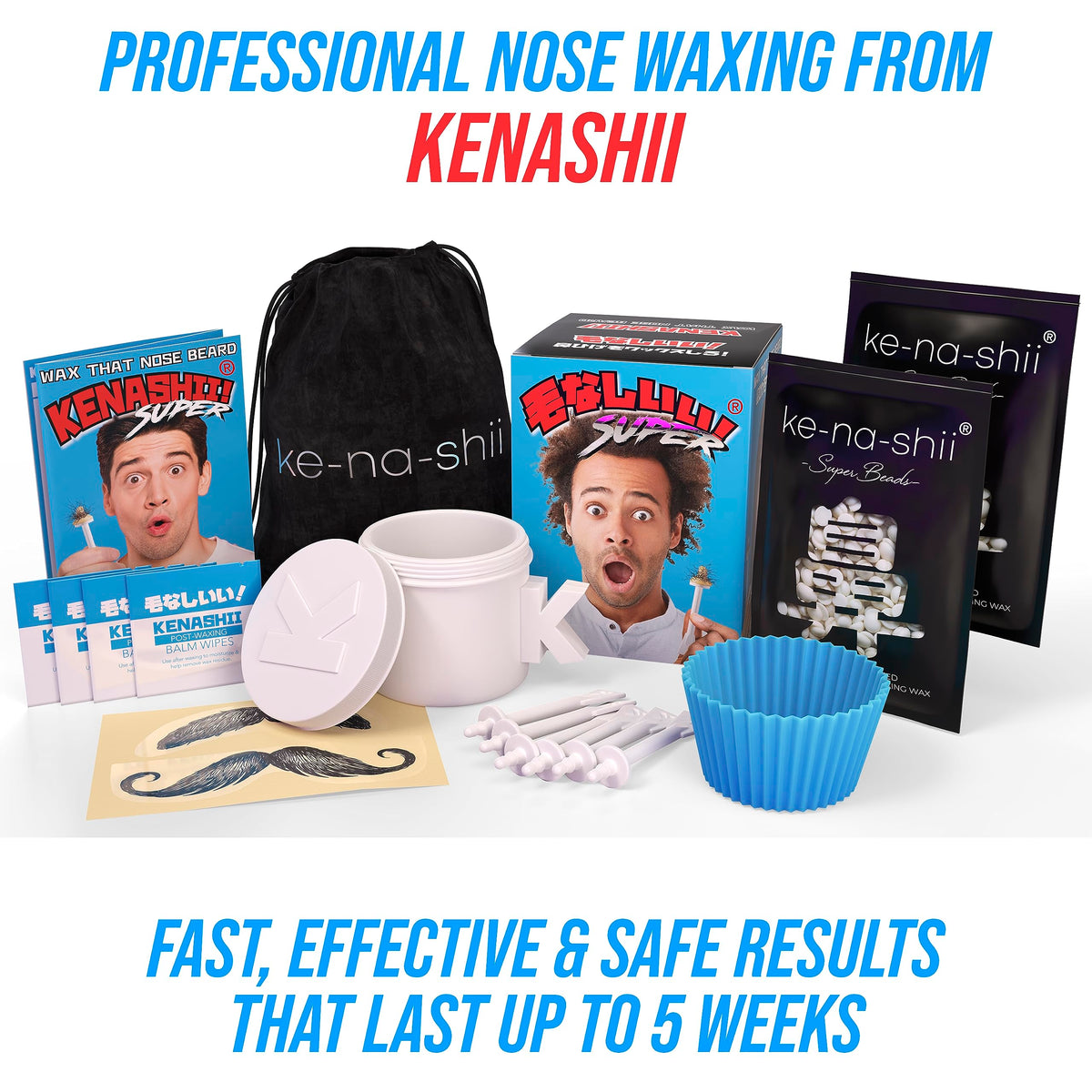 KENASHII balm wipes and mustache guards to soothe and protect