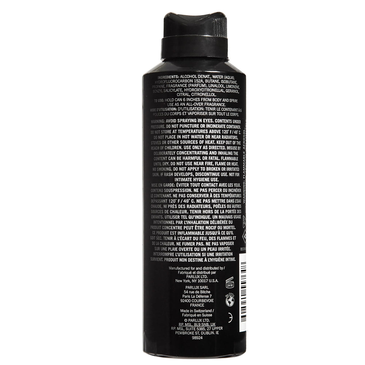 Kenneth Cole Black close-up of spray nozzle and bottle texture, easy application benefit