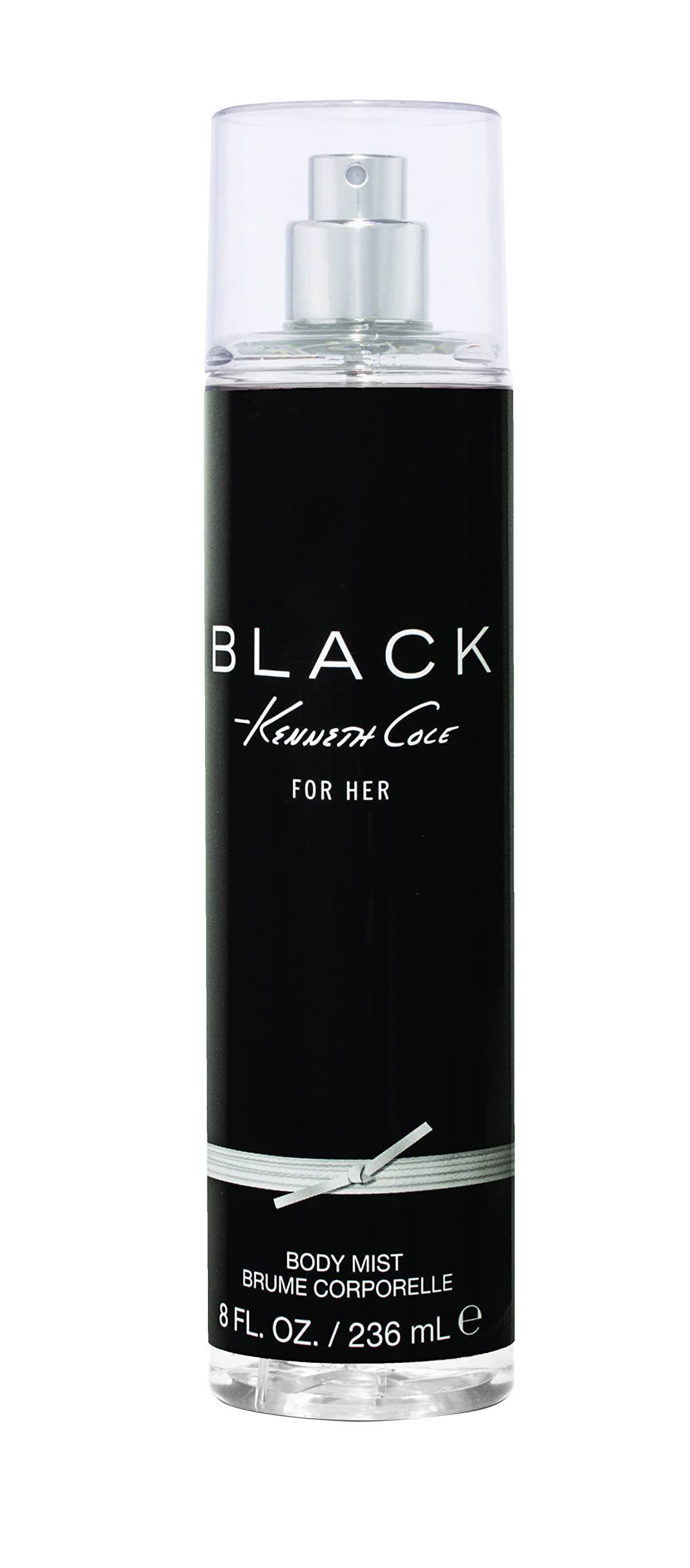 Kenneth Cole Black For Her front bottle view showing feminine packaging and clear scent appeal