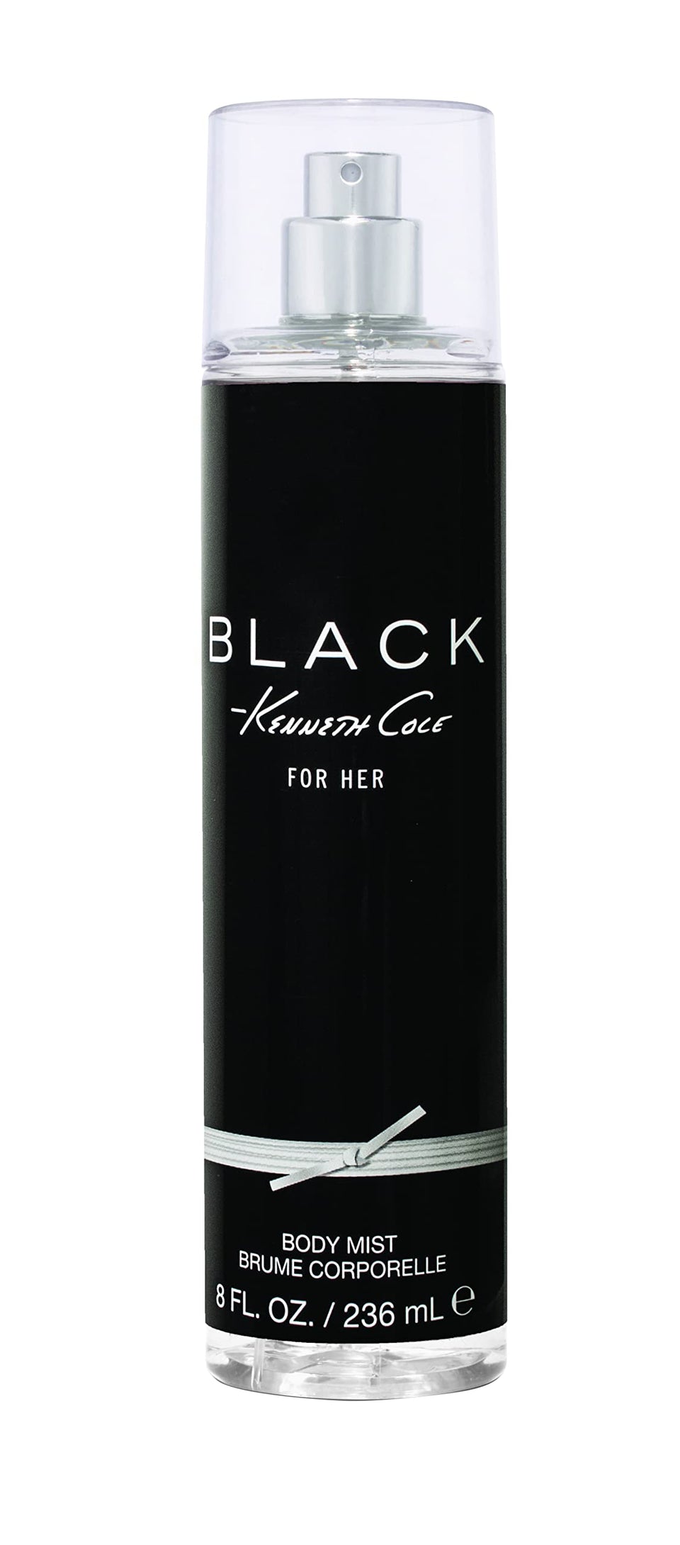 Kenneth Cole Black For Her front bottle view showing feminine packaging and clear scent appeal
