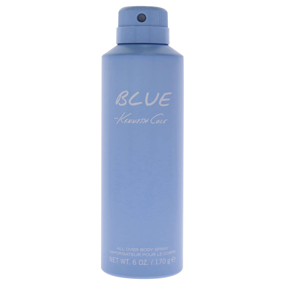 Kenneth Cole Blue front packaging showing sleek can and brand benefit of fresh scent