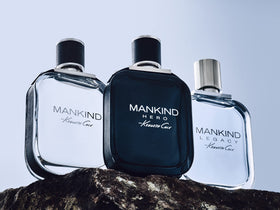 Kenneth Cole Mankind Hero can held in hand demonstrating 6 fl oz travel-friendly size