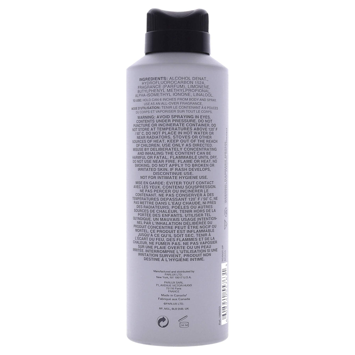Kenneth Cole Reaction close-up of can texture and label, highlighting convenient 6 oz size and easy spray