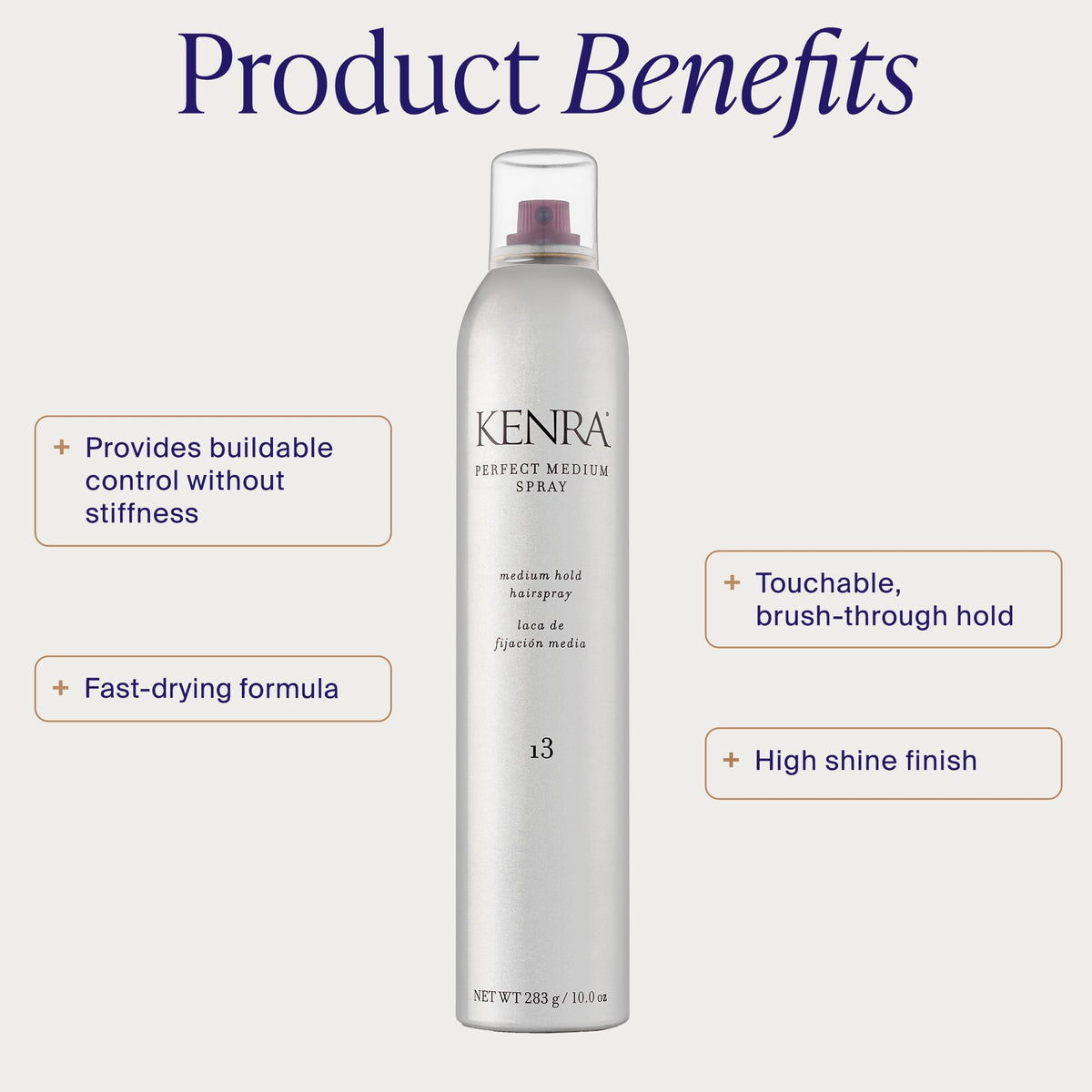 Kenra aerosol nozzle close-up highlighting precise application benefit