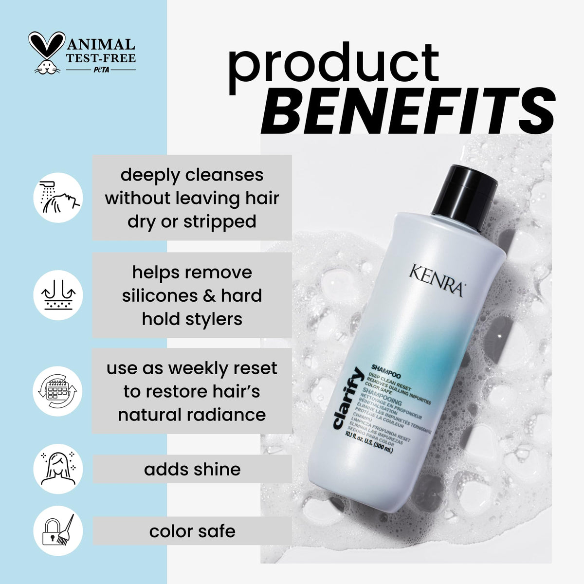 Kenra Clarify Shampoo creamy lather demonstrating effective cleansing