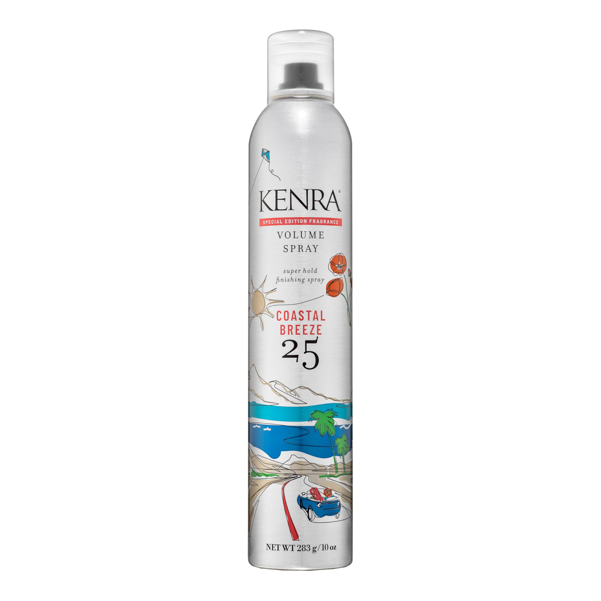 Kenra Coastal Breeze front packaging showing 10 oz can and branding benefit salon hold