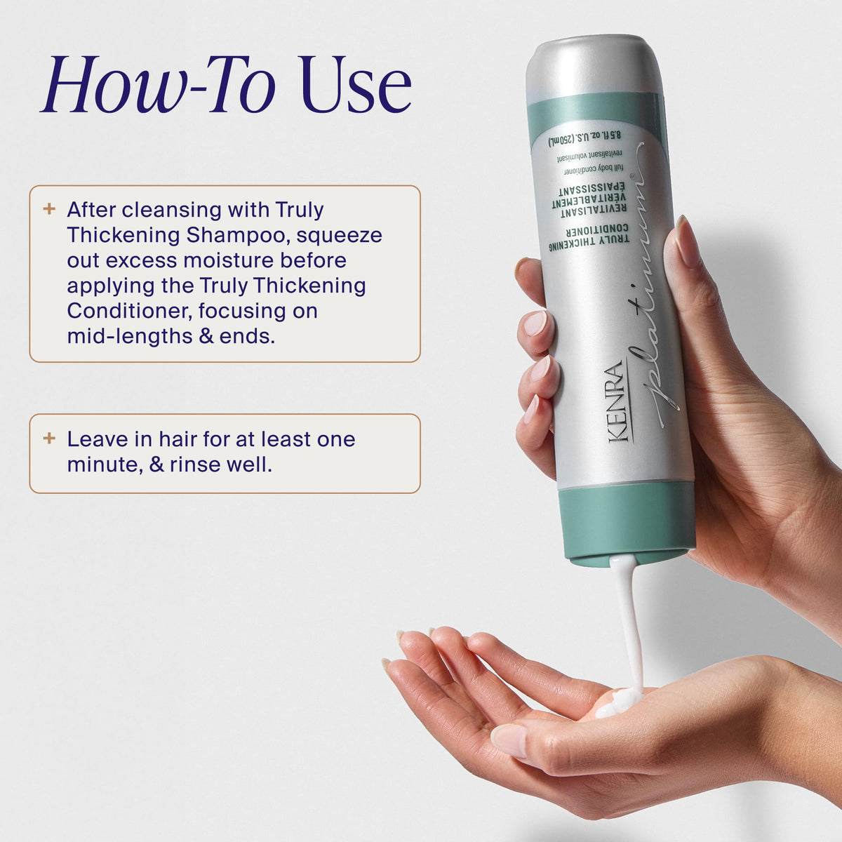Kenra conditioner applied to fine hair demonstrating improved detangling