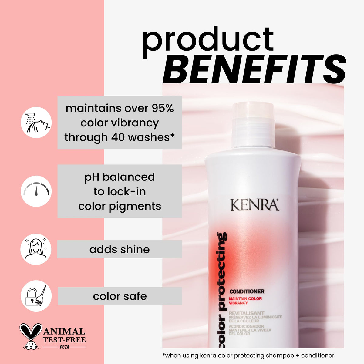 Kenra conditioner pump dispense closeup demonstrating easy use and controlled application