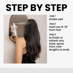 Kenra mist being applied to hair for instant softness and shine