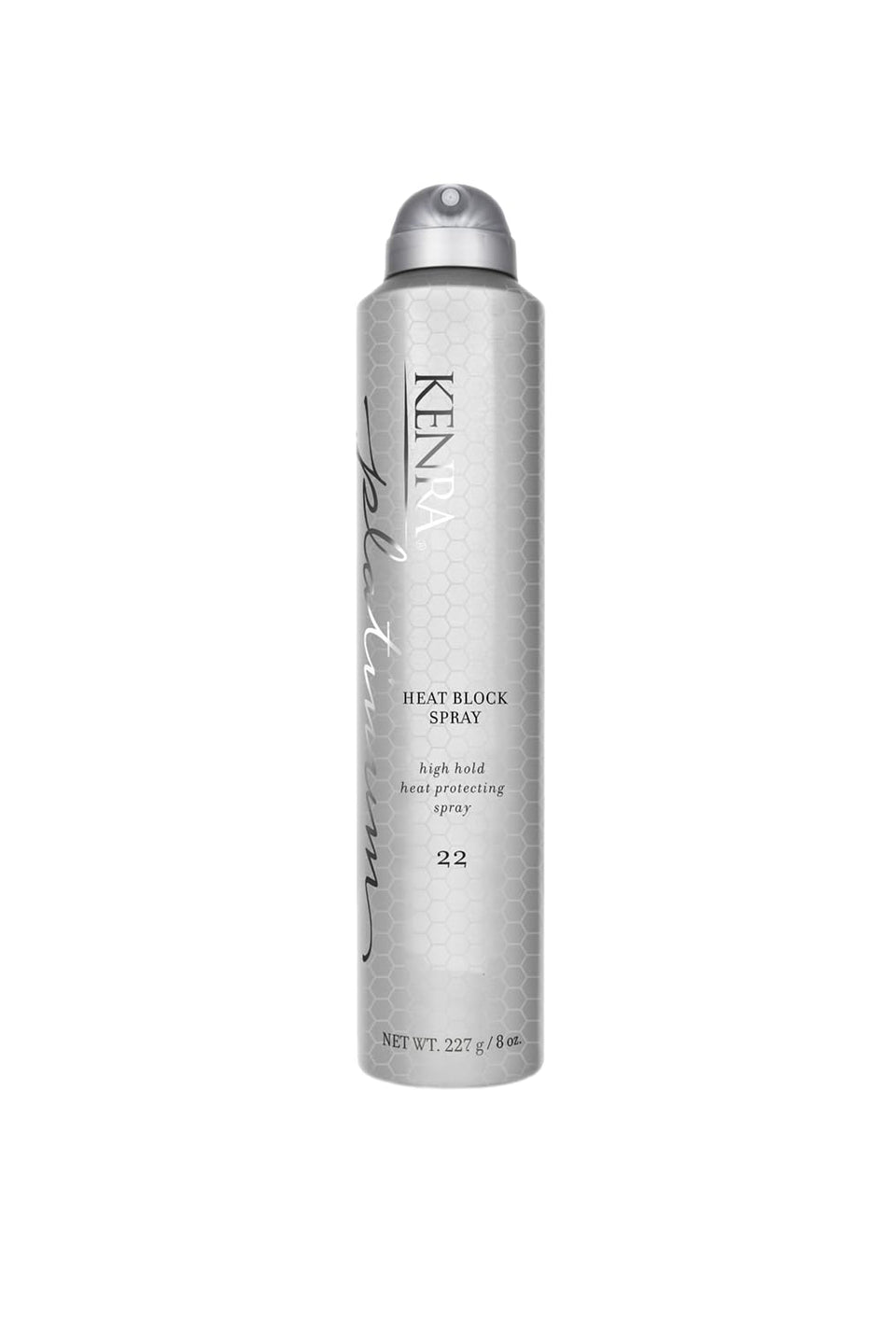 Kenra front packaging showing bottle and branding, professional finish benefit