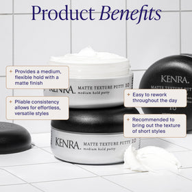 Kenra matte texture putty open jar close-up showing creamy texture and easy workability benefit