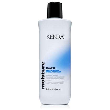 Kenra moisturizing shampoo front bottle shows product and size benefits