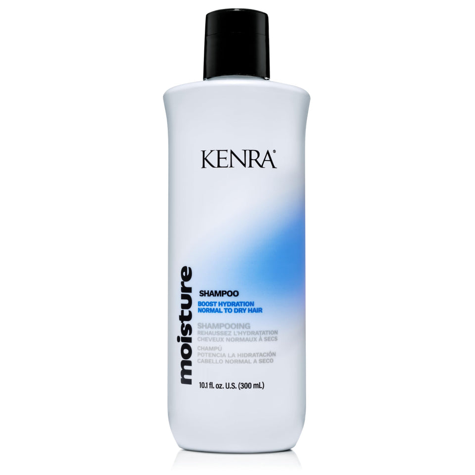 Kenra moisturizing shampoo front bottle shows product and size benefits
