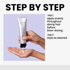 Kenra application on damp hair demonstrating heat protection before blow-drying