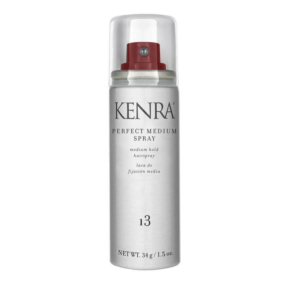 Kenra Perfect Medium Spray front packaging shows product and branding benefits
