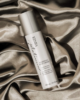 Kenra Platinum being applied to damp hair, improves manageability and faster styling