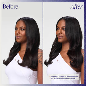 kenra applied on hair strand showing smoother ends and shine benefit