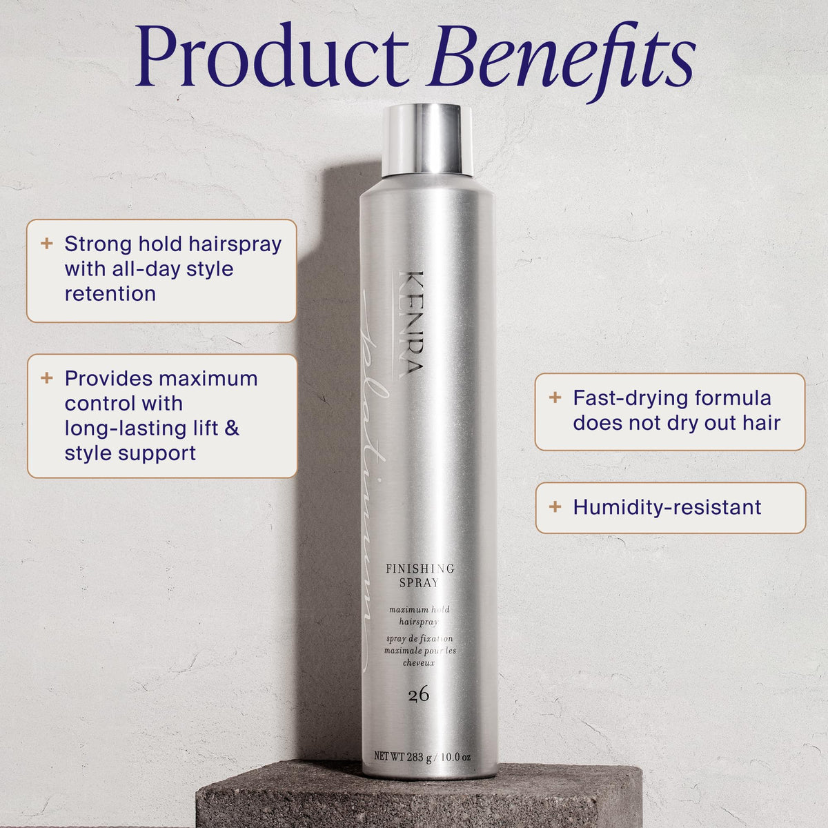 Kenra platinum back label with directions and ingredient clarity benefit