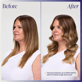 Kenra Platinum used with flat iron illustrating clean release and safer styling