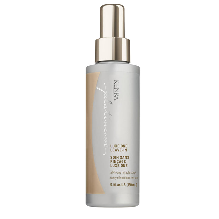 Kenra Platinum Luxe One front packaging shows bottle and label for easy identification and premium appeal