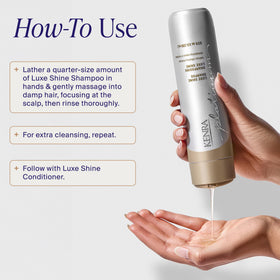 Kenra shampoo being applied to hair showing detangling and control benefits