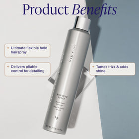 Kenra aerosol nozzle close-up illustrating fine mist for even application