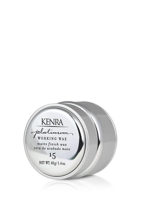 Kenra platinum working wax 15 front tub shows packaging and quick benefit