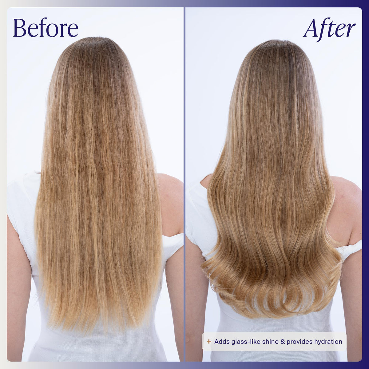 Kenra before and after hair showing frizz control and smoother finish