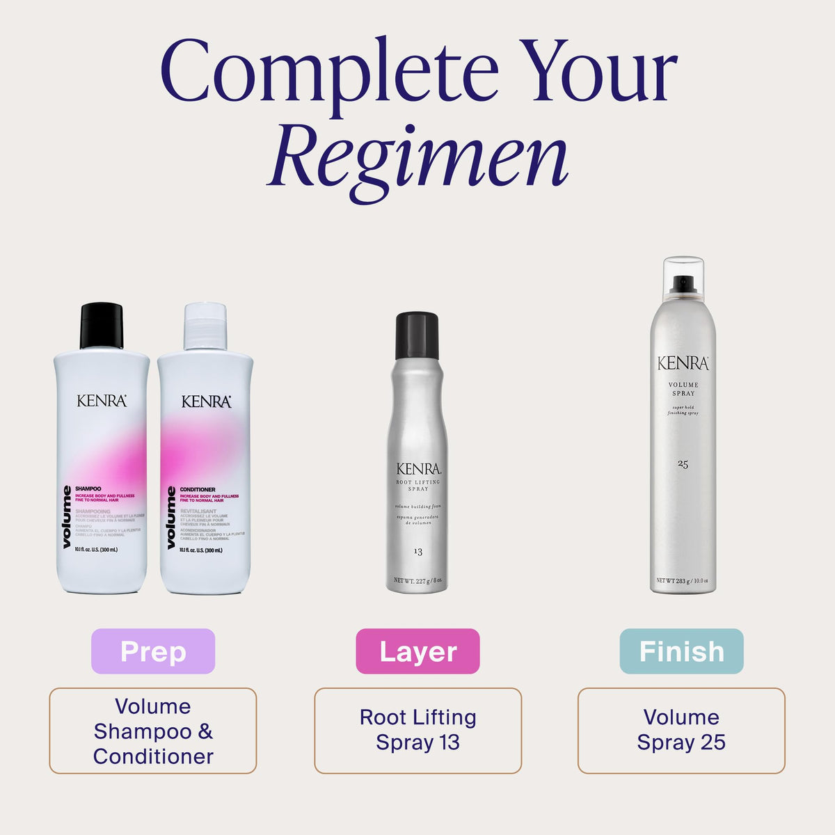 Kenra root lifting spray label close-up highlighting product details and usage