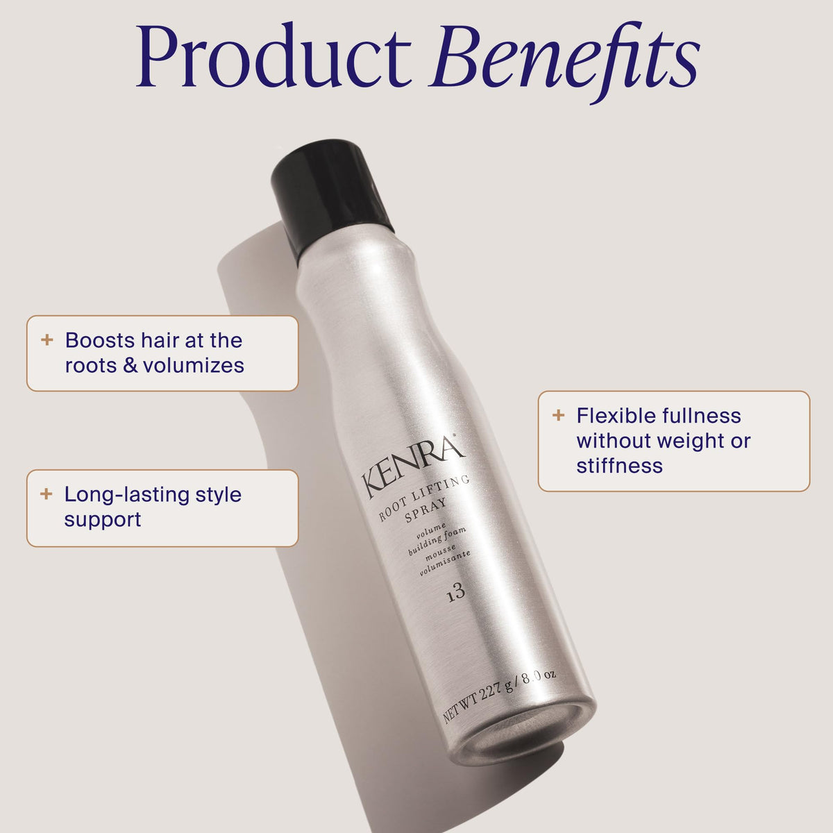 Kenra root lifting spray nozzle close-up illustrating precise application control