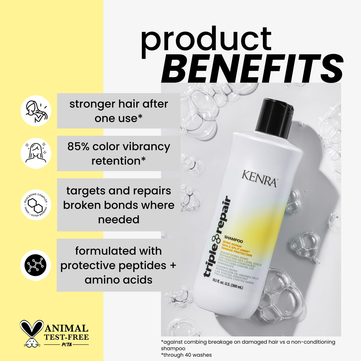 Kenra label close-up highlighting formula and usage instructions