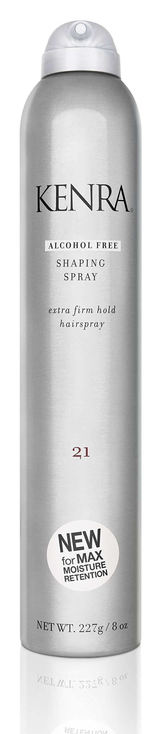 Kenra shaping spray 21 front bottle showing branding and benefit of firm hold