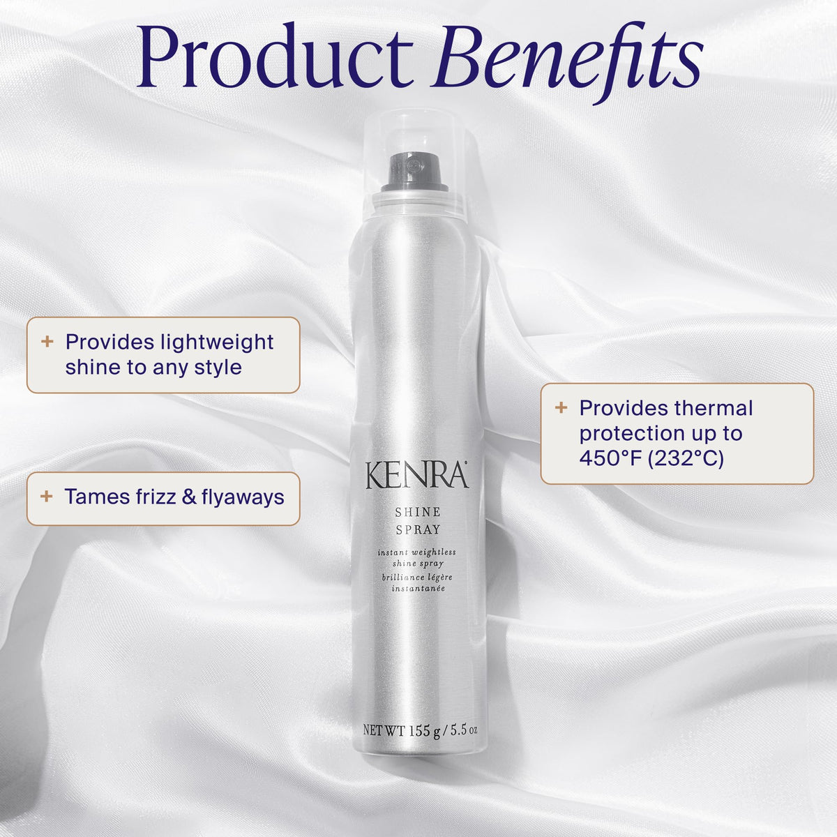 Kenra close-up of superfine mist demonstrating even coverage and shine