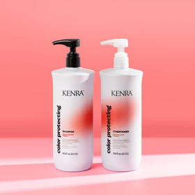 Kenra 33.8 fl oz bottle beside standard size showing value