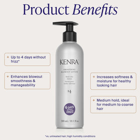kenra pump and label detail highlighting usage instructions and benefits
