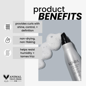 Kenra close-up texture of mousse gliding on curls for glossy definition